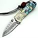 Eafengrow EF29 Mini Folding Pocket Knife Damascus Steel Blade Shell Handle for Outdoor Folding Camping Knives and Everyday Carry(Lock Liner)