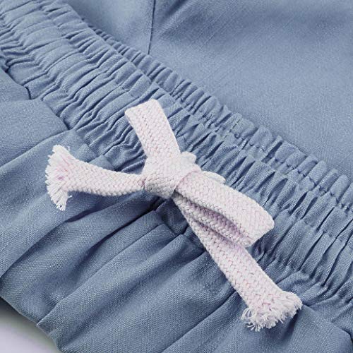 Women Short Pants, JOYFEEL ❤️ Ladies Cotton Linen Casual Elastic Waist Pants Drawstring Solid Summer Walking Shorts