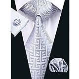 Hi-Tie Retro Silver Geometric Pattern Tie Set