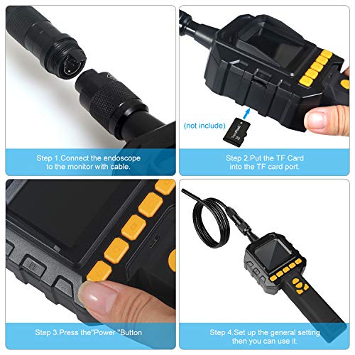 Borescope Inspection Camera, Dericam Endoscope Camera with Record Video and Take Photo, IP67 Waterproof Industrial Endoscope Batteries Included