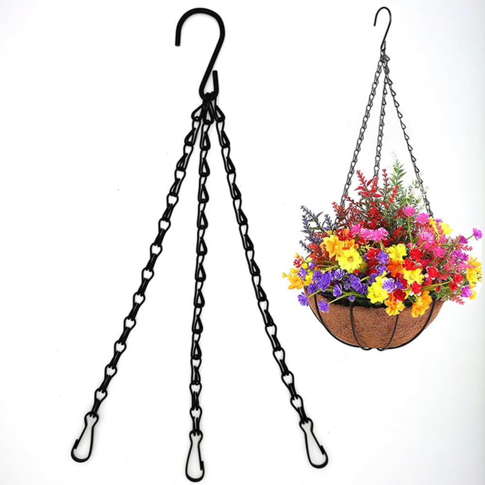 NatureMan 6 Pcs Hanging Chain, Heavy Duty 22 Inch Hanging Flower Basket Metal Replacement Chain -3 Point Garden Plant Hanger for Outdoor