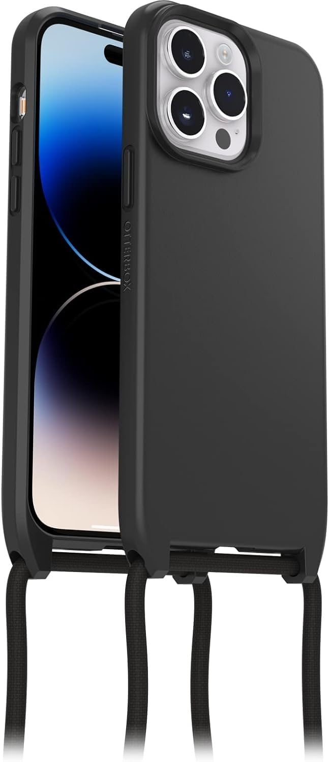 OtterBox React Necklace Case with MagSafe for iPhone 14 Pro Max, Ultra-Slim, Protective Case with Adjustable and Detachable Necklace Strap, Tested to Military Standard, Black