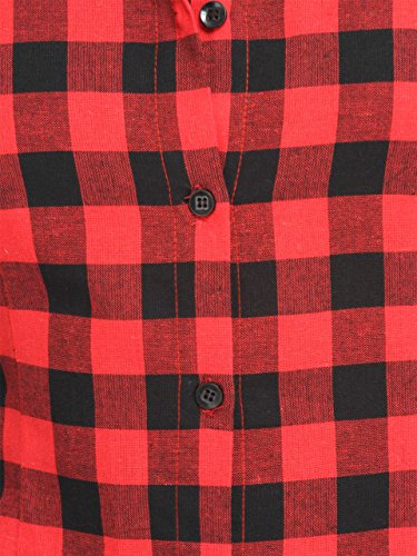 damen mode women red check shirt