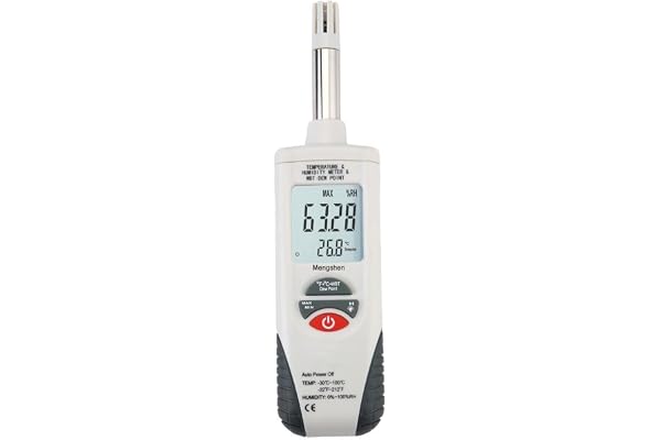 Mengshen Digital Psychrometer - Handheld Backlight Temperature Humidity Meter Gauge with Dew Point and Wet Bulb Temperature -