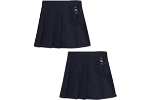 dELiA*s Girls' School Uniform Skirt - 2 Pack Belted, Two Tab, Two Button Pleated Skort - Twill Scooter Skirts for Girls, 4-16