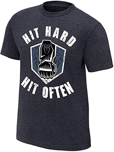 Alizon WWE T Shirt for Men Cotton Half Sleeve (Black Grey T-Shirt for Men WWE Hit Hard)