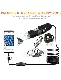 Microscopio digital USB de alta potencia, Splaks 1000x, Microscopio digital 3 en 1 con 8 luces LED y soporte para microscopio compatible con Windows, Android y Mac