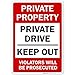 Private Property Private Drive, No Trespassing Sign, 10x14 Inches, Rust Free .040 Aluminum, Fade Resistant, Made in USA