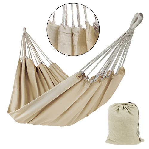 BB Sport Tuch Hängematte 200 x 140 cm max. Belastbarkeit 200 kg Tragetasche 1-2 Personen Camping Garten Balkon Terasse Wetterfest, Farbe:Beach – Bild 3