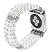 Digit Life Watch Band for Apple Watch 42mm Series 2 and Series 3,Fashion Handmade Beaded Elastic Stretch Faux Pearl Bracelet Replacement iWatch Band for Women and Girls.(White)