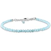 InfinityGemsArt Natural Gemstone Micro Beads Bracelet For Women Dainty Jewelry Christmas Gifts for Women, Birthstone, Stone Jewelry 925 Sterling Silver Chain 8 inch Adjustable