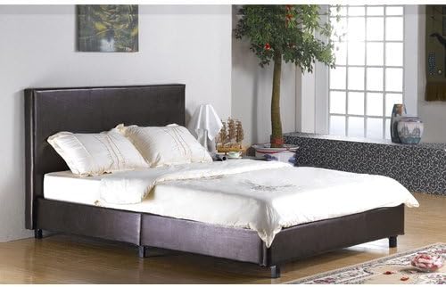 Fusion Timeless design Small Double Upholstered Bed with Headboard (Frame Material: Metal, Assembly required) (Brown)