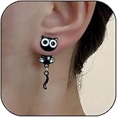 Black Cat Earrings for Women Cute Cat Paw Stud Earrings Halloween Christmas Jewelry Gifts
