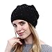 QUEENFUR Winter Cap for Women - Warm Wool Hat Cashmere Caps Knit Solid Beanies Hats (Black)