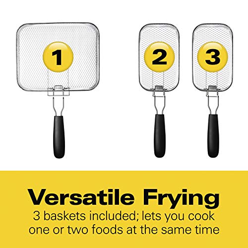 Hamilton Beach Triple Basket Electric Deep Fryer, 4.7 Quarts / 19 Cups