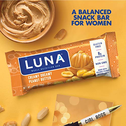 LUNA BAR Gluten Free Snack Bars Creamy Dreamy Peanut Butter 8g of