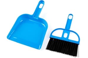NJXMDR Mini Dustpan and Broom Set - Portable Plastic Cleaning Brush for Desk, Home, Kitchen, and Small Animal Cages (Blue)