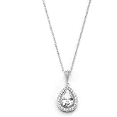 Mariell Cubic Zirconia Crystal Bridal Necklace, Teardrop Pendant, Prom Wedding Jewelry Gift for Women