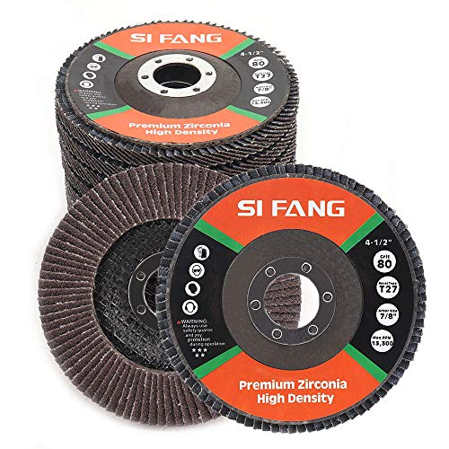 10Pack 4.5'' x 7/8'' Premium High Density Calcined Aluminum Oxide Flap Disc 80 Grit Type 29