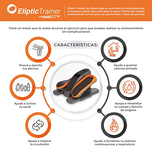 POWER LEGS Maquina Caminadora Elíptica Motorizada Eliptic Trainer compacta con 3 Programas de Entrenamiento pre-programados y 10 velocidades | Recupera Movilidad y Alivia Cansancio Muscular