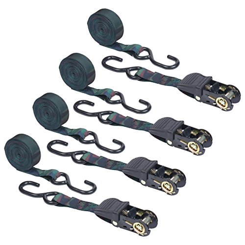 Mann Ratchet Tie Downs Straps with S-hooks 4-Pack Set 1-Inch x 15-Feet 500 Lbs Load Cap - 1500 Lb Break Strength (Camo) - Thumbnail 3