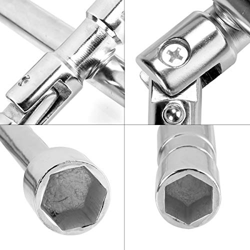 Jecr Tire Folding Lug Wrench Foldable Iron Compact 4Way Cross Wheel