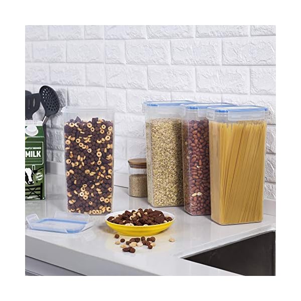 Vtopmart 2.8L Cereal Containers for Storage,Plastic BPA Free Kitchen Pantry Flour Storage,Dry Food Keepers,Set of 4 with…