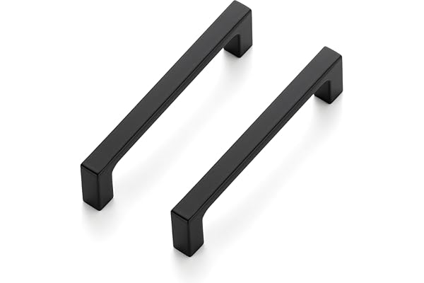 Ravinte 5 Pack Solid 4 Inch Matte Black Kitchen Cabinet Handles Square Drawer Pulls for Cabinet Hardware Handles Kitchen Cupb
