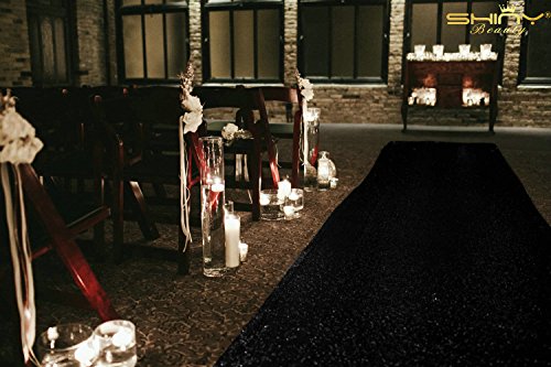 image for ShinyBeauty 3FTx15FT-Wedding Aisle Runner-Black,Glitter Sequin Aisle R
