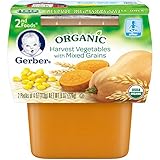 Gerber Organic 2nd Foods, Harvest Vegetables with Mixed Grains, 2 Count, 3.5 Ounce (Pack of 8)
