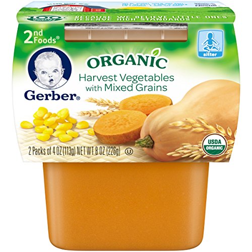 Gerber Organic 2nd Foods, Harvest Vegetables with Mixed Grains, 2 Count, 3.5 Ounce (Pack of 8)
