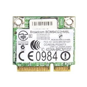 Image of Generic BCM4322 BCM94322HM8L Wireless Wifi Wlan Mini PCI-E Half Size Card For HP Dual Band 802.11a/g/n 300Mbps SPS#504664-001