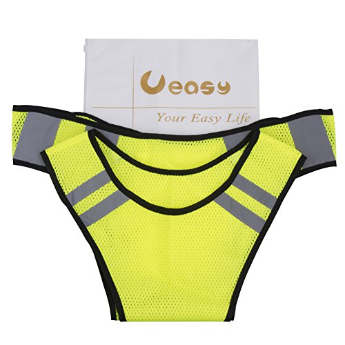 Ueasy High Visibility Running Cycling Safety Vest Reflective Vest With Reflective Stripes (Yellow)