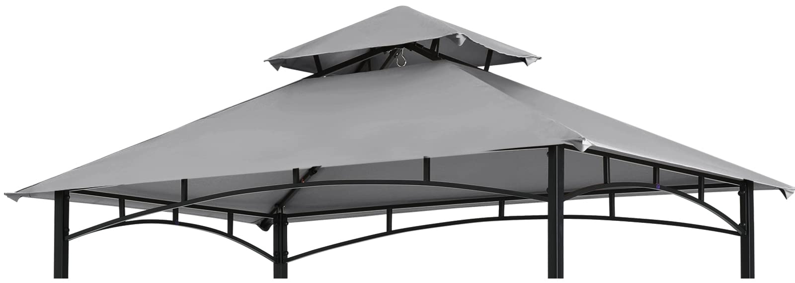 COOSHADE Grill Gazebo Replacement Canopy Roof Outdoor Double Tiered Barbecue Gazebo Top Cover Fit for Model L-GZ238PST-11(Grey)