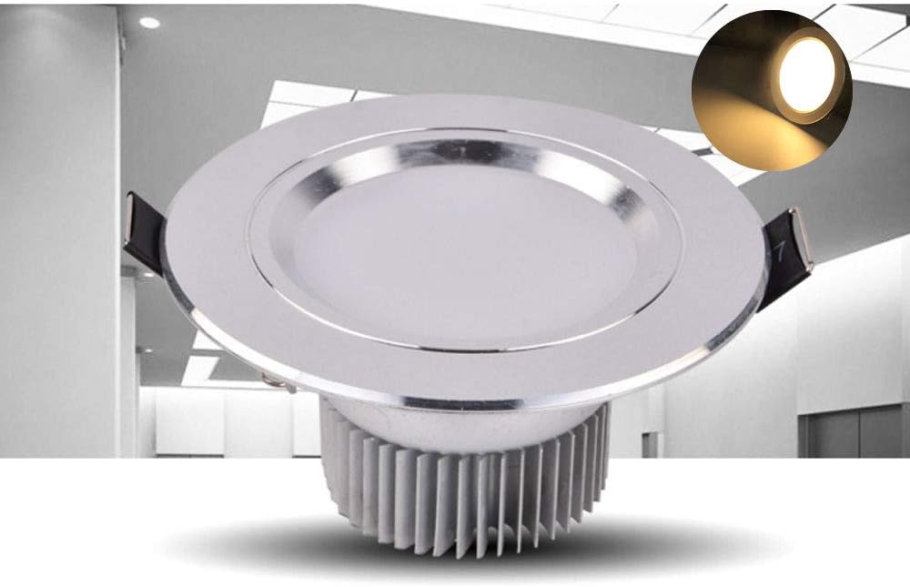 Pinjeer 3000K Led Warm White Light Recessed Ceiling Spotlights Energy Saving Round Embedded Downlights Anti-fog Living Room Aisle Store Lighting Panel Lamps (Size : 8in-24w)
