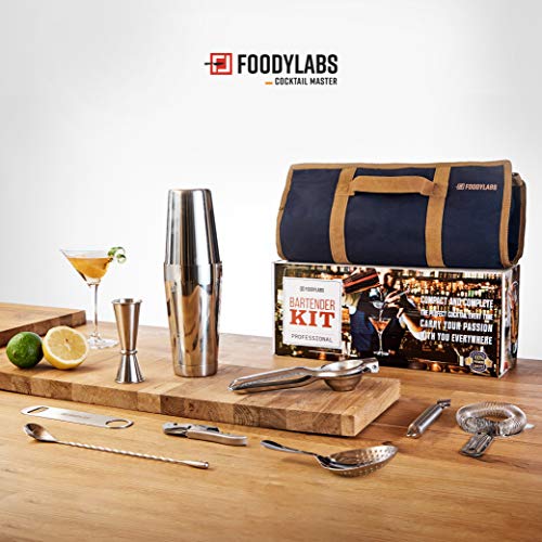 Travel Mixology Barkeeper-Set | 24-teiliges Deluxe-Barzubehör-Set mit Cocktail-Shaker | tragbares Bar-Werkzeug in… – Bild 6