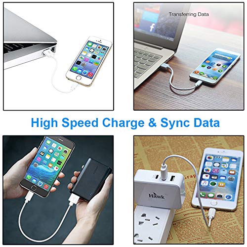 Short USB Charging Cables (5 Pack 1FT) Compatible with all Charging Station, Pezin & Hulin Fast Charging Syncing Cables Compatible for iPhone Xs MAX XR X 8 8 Plus 7 7 Plus 6s 6s Plus 6 6 Plus and More