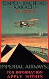AIRPLANE AIR SERVICE CAIRO BAGHDAD KARACHI IMPERIAL AIRWAYS EGYPT PLANE VINTAGE POSTER REPRO