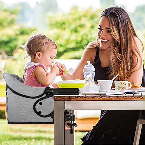 Hook On High Chair, Clip on Table Chair w/FoldFlat Storage Feeding Seat Attach to Fast Table