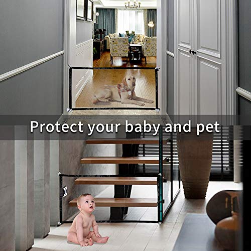 ORVINNER Portable Mesh Pet Gate Folding Magic Dog Gate Baby Safety Gate | Dog Fence for Doorways Indoor Stairs
