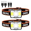 OMERIL Led-hoofdlamp, oplaadbaar via USB, hoofdlamp, zeer helder, waterdicht, mini-hoofdlamp, rood licht voor joggen…