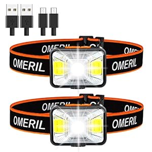 OMERIL Led-hoofdlamp, oplaadbaar via USB, hoofdlamp, zeer helder, waterdicht, mini-hoofdlamp, rood licht voor joggen…
