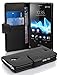 Cadorabo - Book Style Wallet Design for Sony Xperia T with 2 Card Slots and Money Pouch - Etui Case Cover Protection in OXID-BLACK