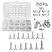 HanTof 750pcs Silver Tiny Screws for Electronics, M1, M1.2, M1.4, M1.5, M1.7 Very Small Phillips Pan Head Self Tapping Screws, Micro Wood Screws, Mini Electronic Screws Assortment Kit-Carbon Steel