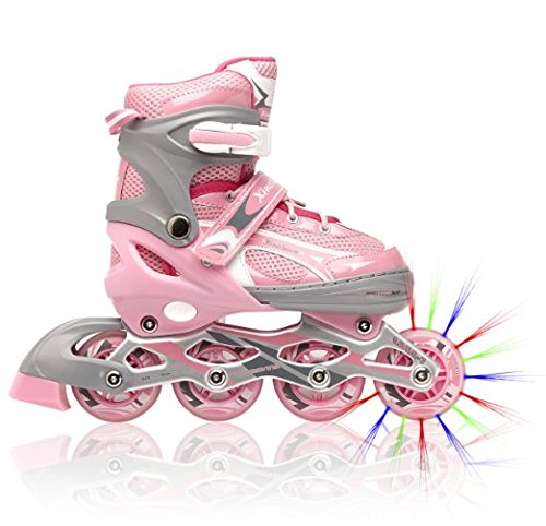 Adjustable Inline Skates for Girls, Featuring Illuminating Front Wheels, Awesome-looking, Comfortable & Durable Rollerblades, Perfect for Indoors & Outdoors, 60-day