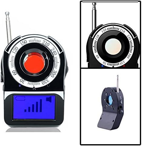 RF Detector Anti Spy Signal Bug Hidden Camera Laser Lens Eavesdropping GSM Device Finder - Mute Vibration + Beep + LED indicator, Full Range