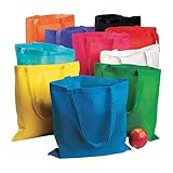 Large Reusable Tote Bag Assortment (Bulk Set of 50) Non-Woven Bags - Bright Colors