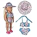 Tanosy 3 Sets Doll Bathing Suits Summer Bikini Swimsuits and 1 Pair Polliwog Doll Shoes Holiday Beach Party Swimwear Clothes for 18 inch Girl Doll Xmas Gift