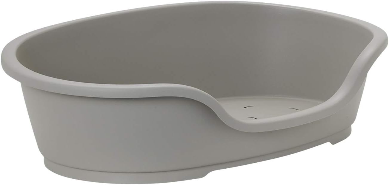 Moderna Plastic Dog Bed - Warm Grey 70cm base and 80cm top, 81 x 53 x 24 cm (L x W x H)
