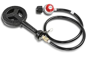 CONCORD COOKWARE CONCORD 6" Diameter High Pressure Banjo Jr Burner Head with Brass Orifice and Build in Stand (Burner Head with Regulator Hose)